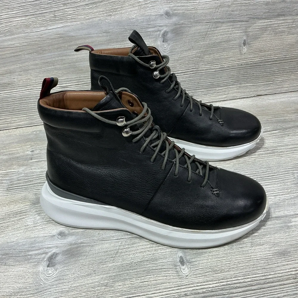 Thomas & Vine Black Leather Gentleman's Lace Up Extra Light Casual Boots Size 10